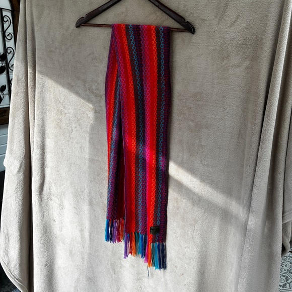 Vintage Peruvian Alpaca Wool Scarf – Handwoven Fringed Ends Super Soft - Picture 2 of 7